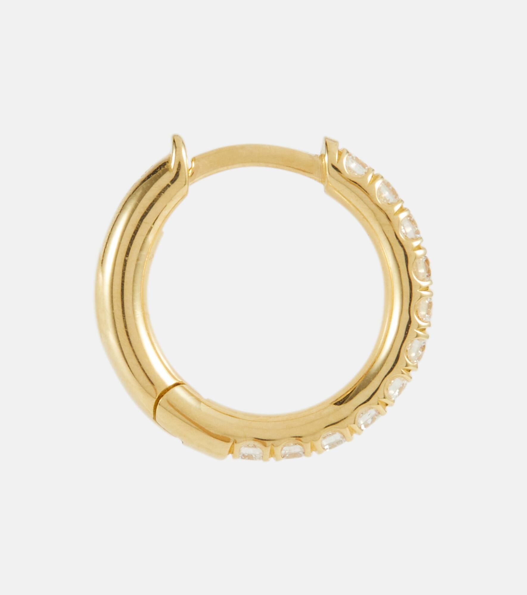 Mini Micro Hoop Pavé 18kt gold and diamond single earring - 4