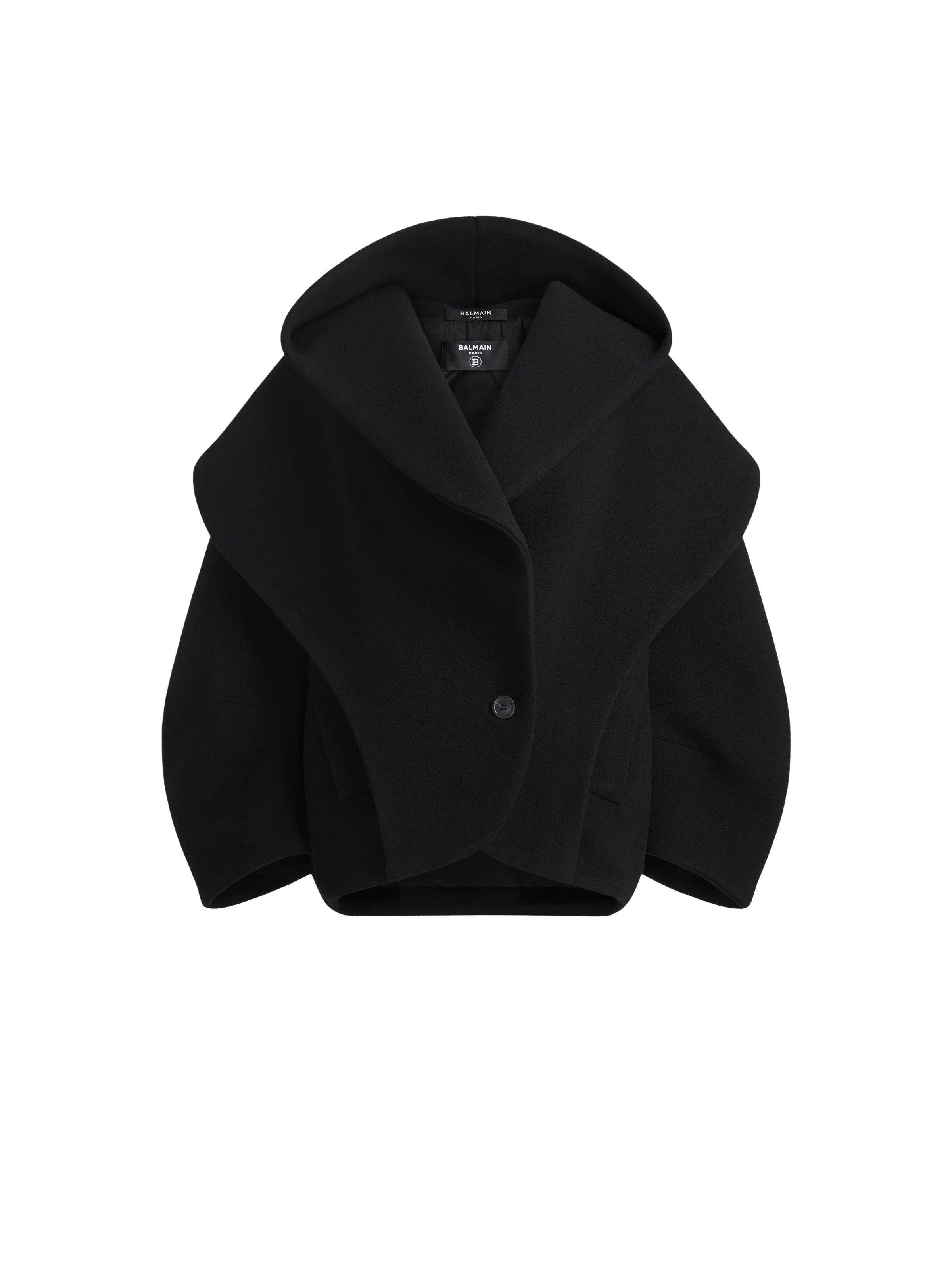 Oversized wool pea coat with hood - 1