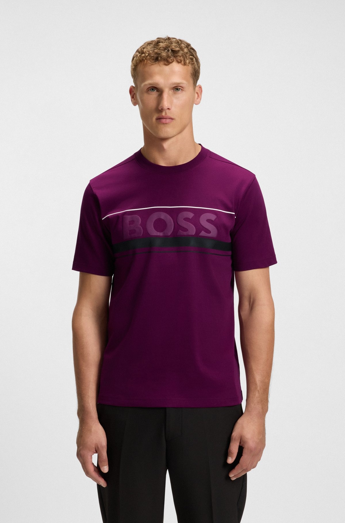 COTTON-JERSEY T-SHIRT WITH STRIPES AND LOGO - 2