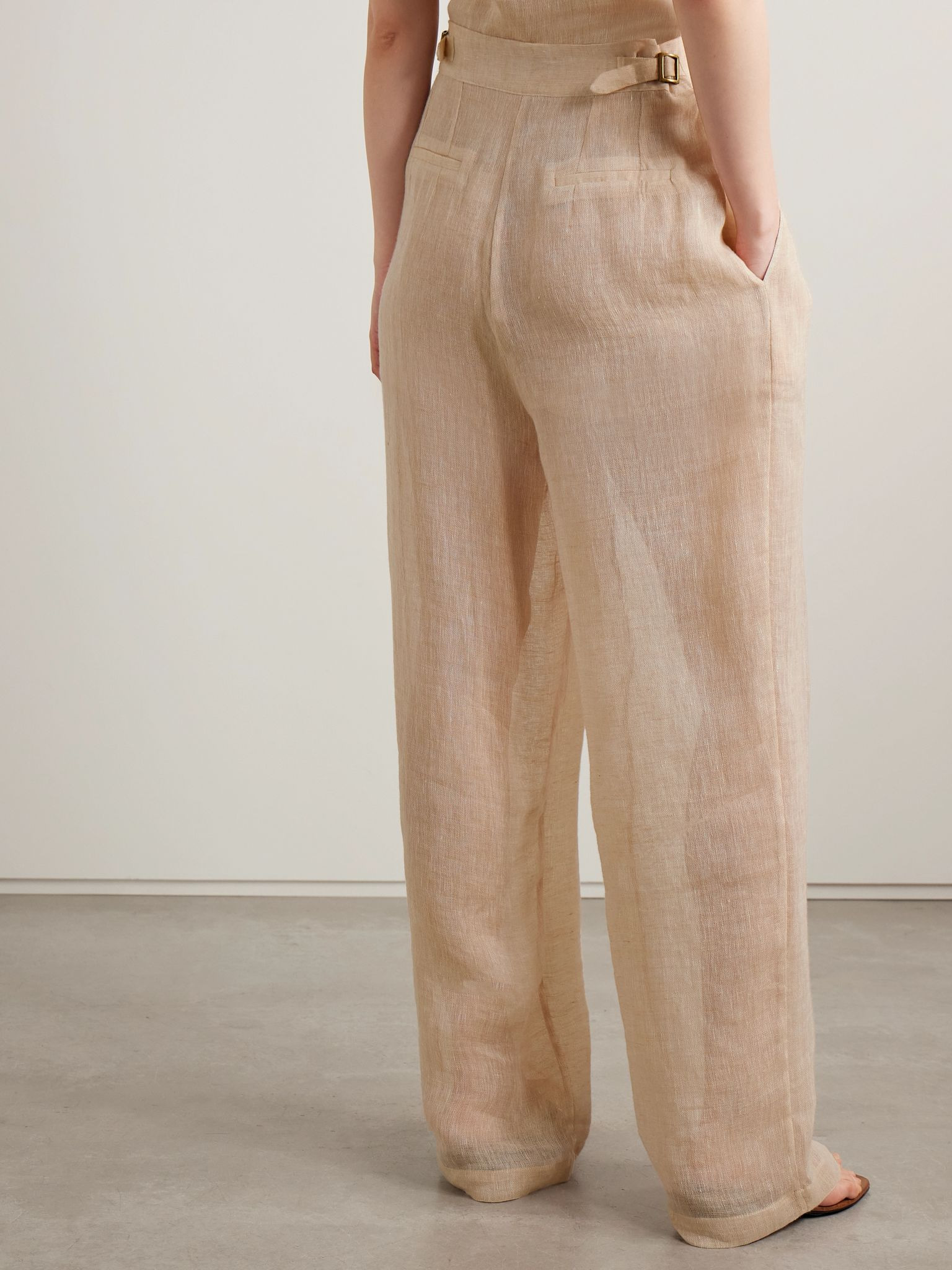 Sohag linen wide-leg pants Peach - 3
