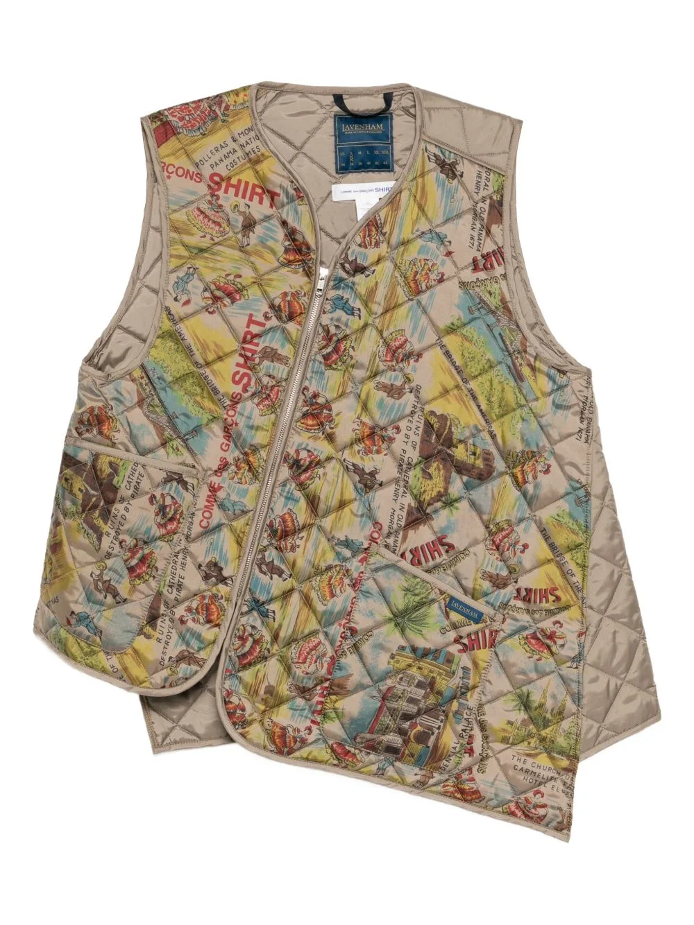graphic guilted gilet - 1