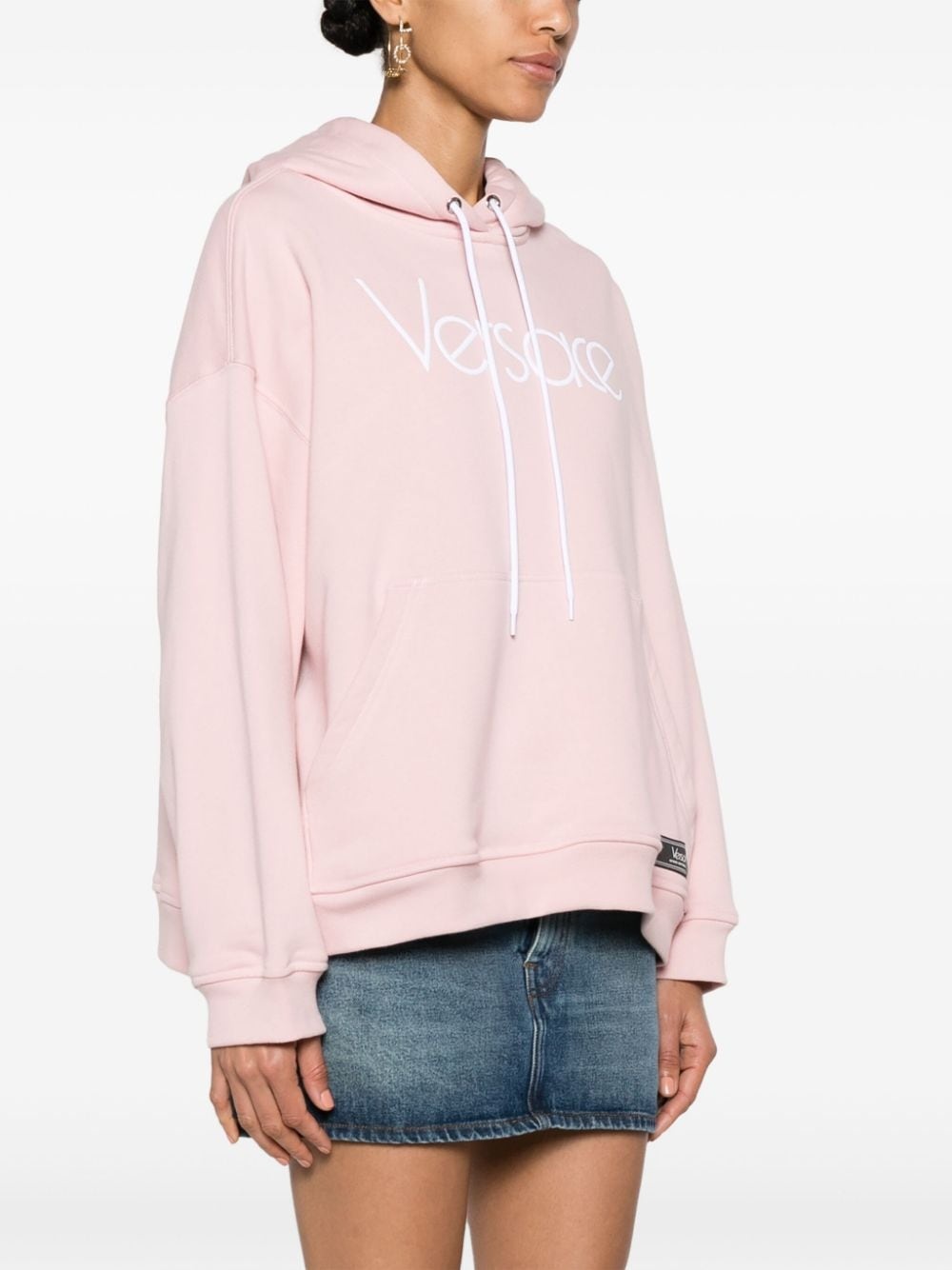 logo-embroidered cotton hoodie - 3