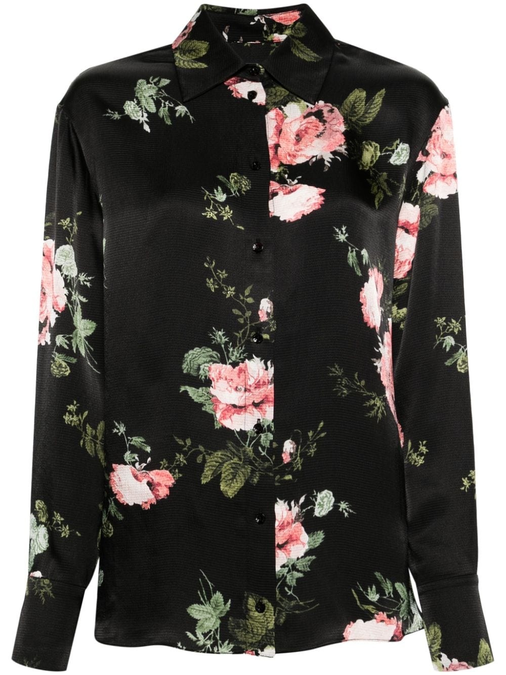 seersucker floral-motif shirt - 1