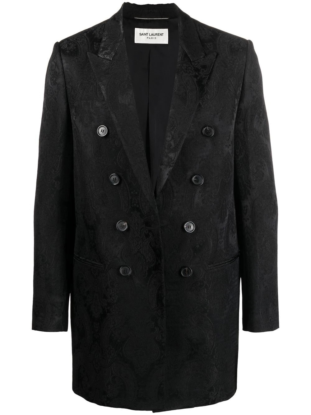 paisley jacquard double-breasted coat - 1