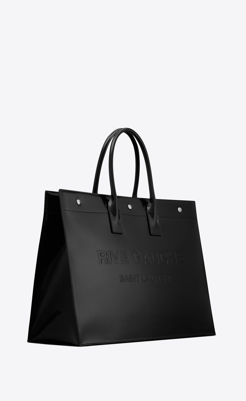 rive gauche large tote bag in glazed leather 4