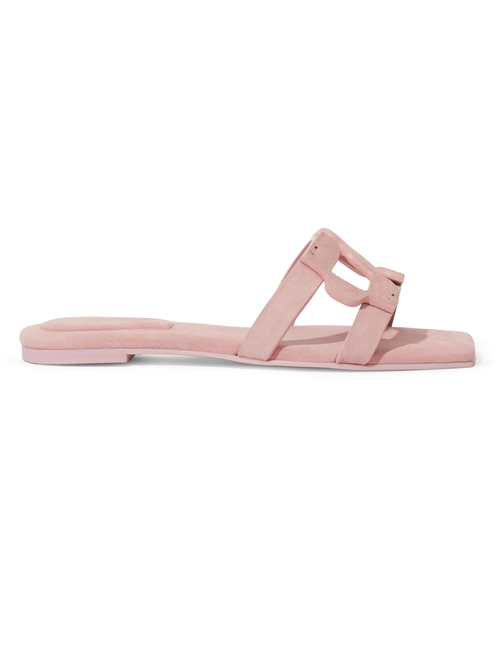 Women's Monogrammed Cut-Out Suede Sandals - Pale Pink - 1