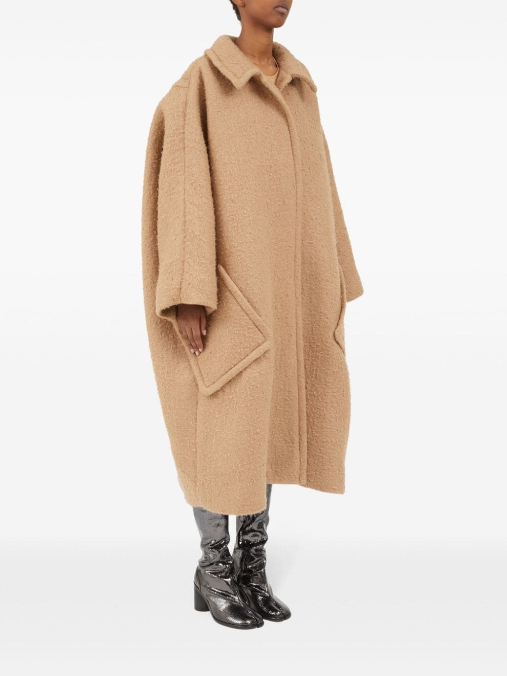 oversized effect bouclé mohair coat - 3