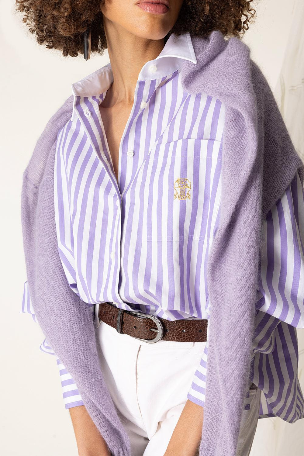 Striped Logo Shirt - Panama Lilac - 3