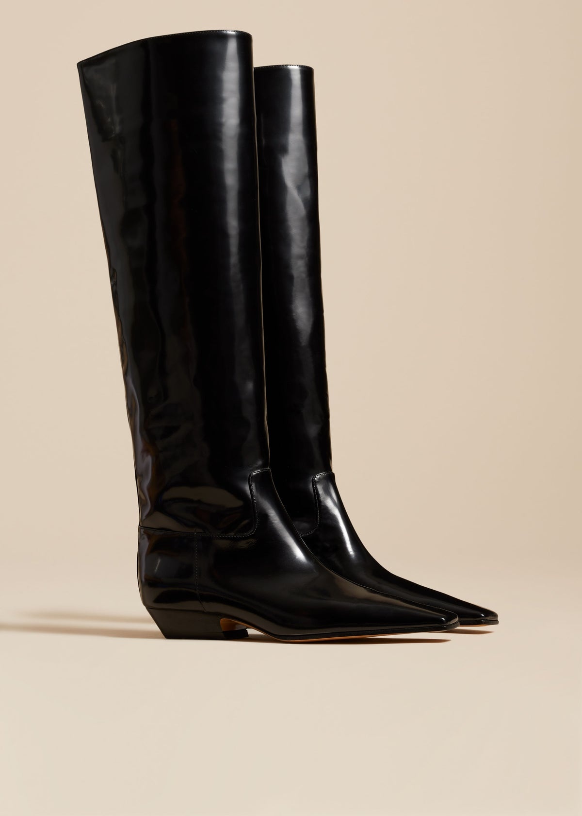 The Marfa Knee-High Boot in Black Brushed Leather - 2