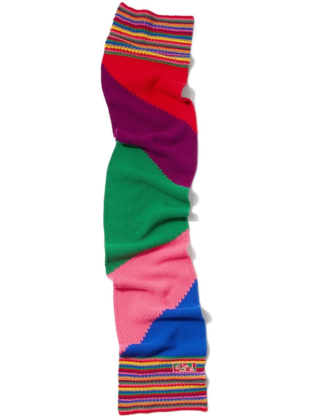 colour-block wool scarf - 1