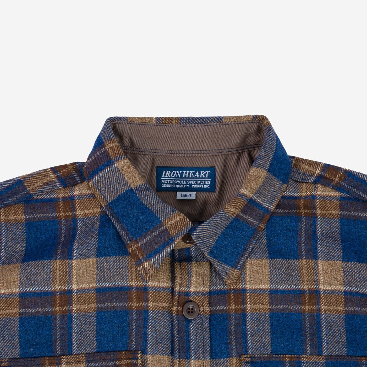 IHDR-434-DTC 14oz Fox Brothers® West Of England Devon Twill Check Flannel CPO Shirt - Blue - 7