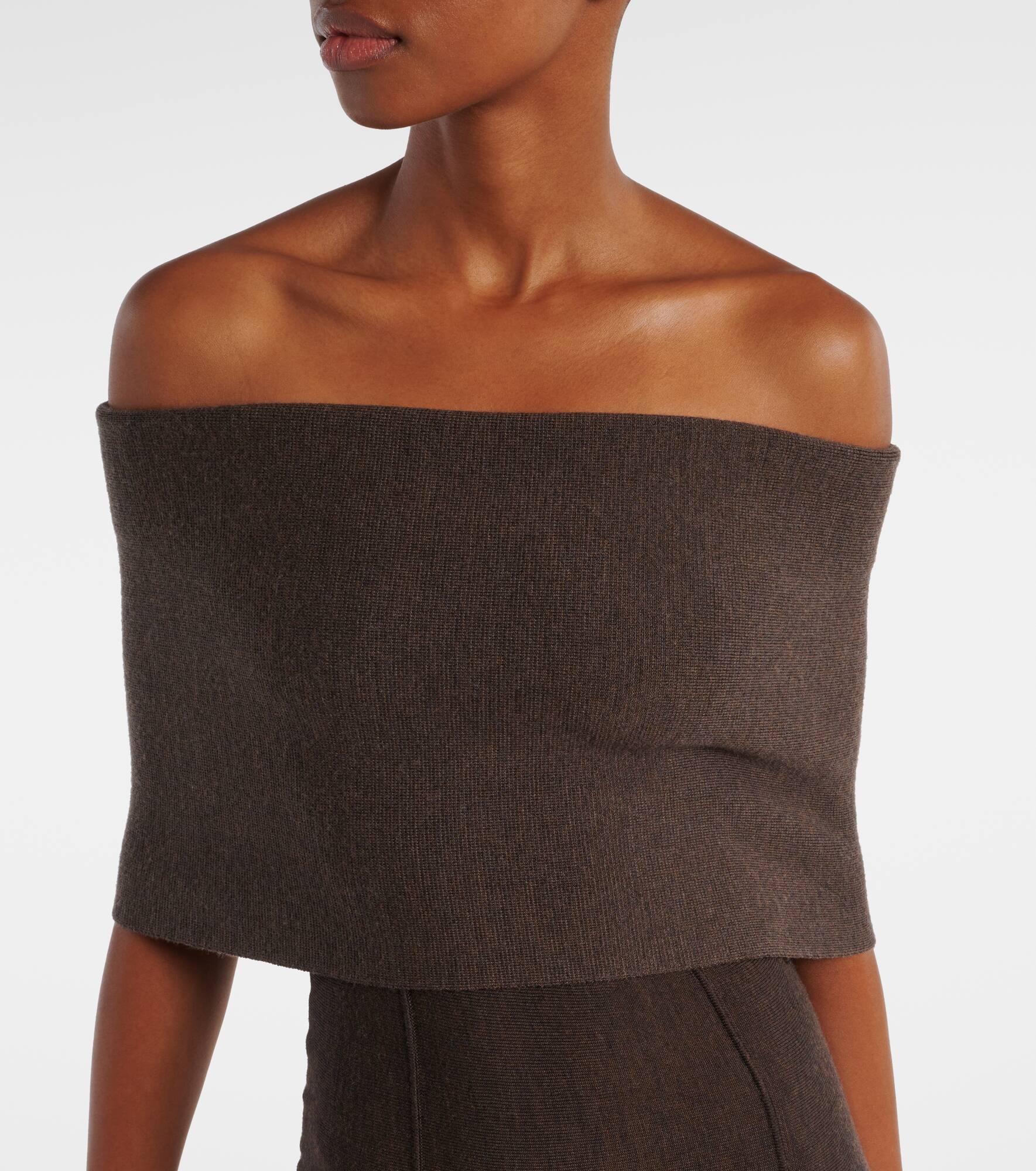 Ava off-shoulder wool-blend maxi dress - 4