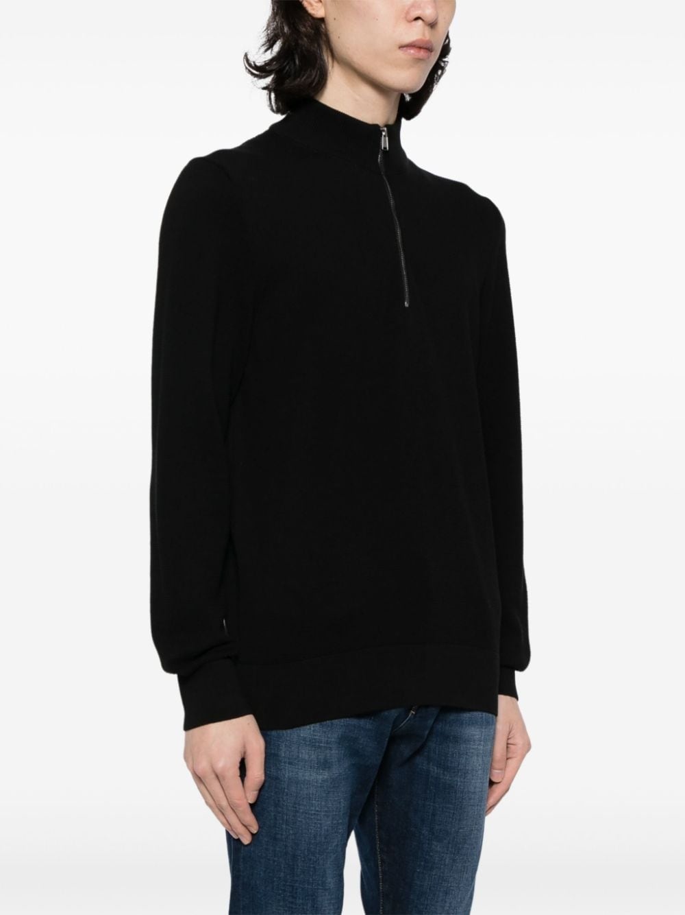 zip-up cotton jumper - 3