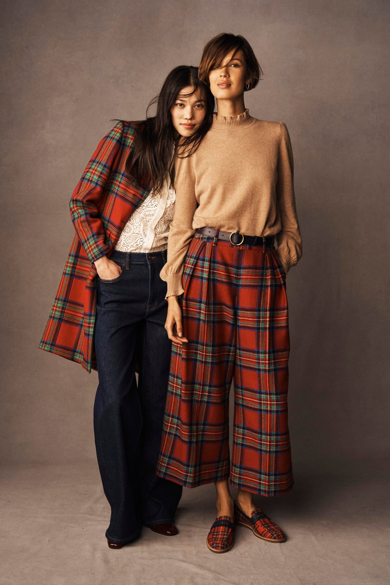 Pleated Wool Culottes-Red, Blue and Green Check 6