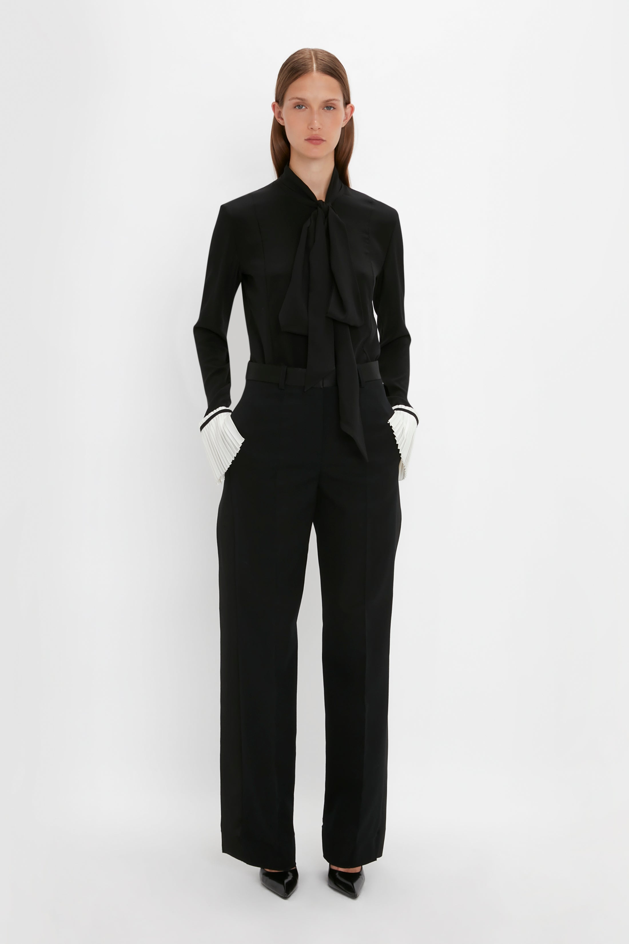 Pleat Cuff Blouse In Black - 7