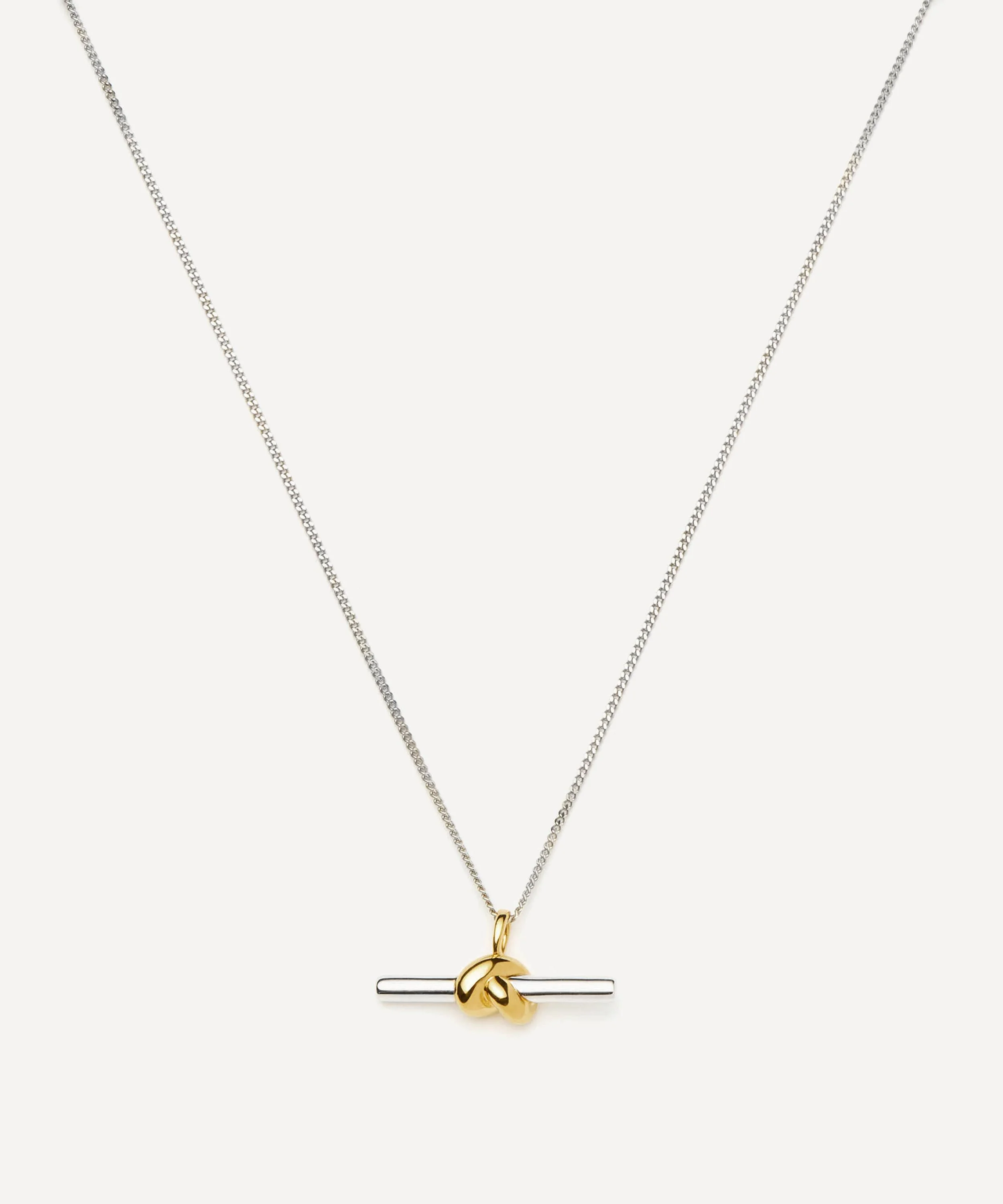 X Lucy Williams Mixed Metal T-Bar Knot Pendant Necklace - 1