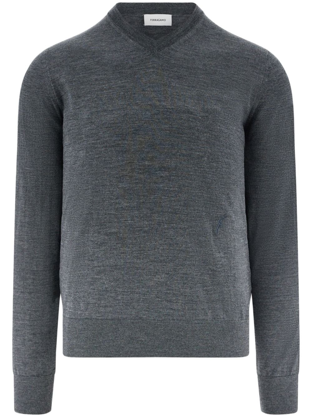 v-neck charcoal wool sweater - 1