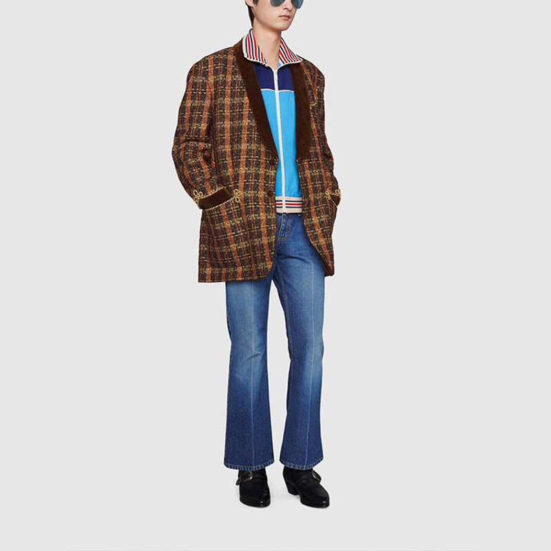 GUCCI Technical jersey zip-up jacket with Web outlook