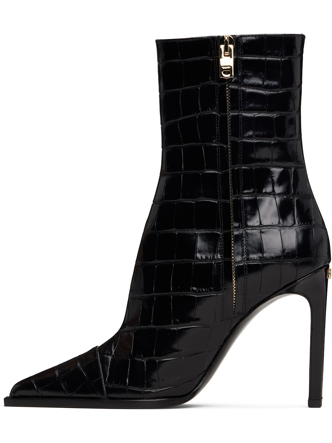 Black Croc 'MA' Stiletto Boots - 3