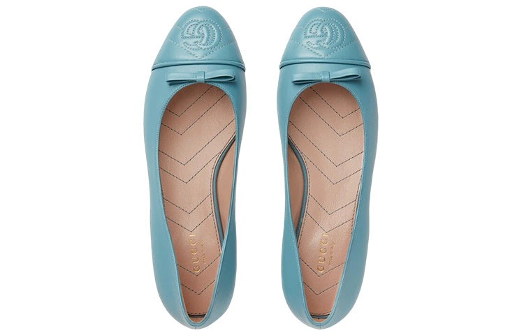 (WMNS) Gucci Ballet Flat With Double G Leather 'Sweet Blue' 680878-BKO60-4514 - 3