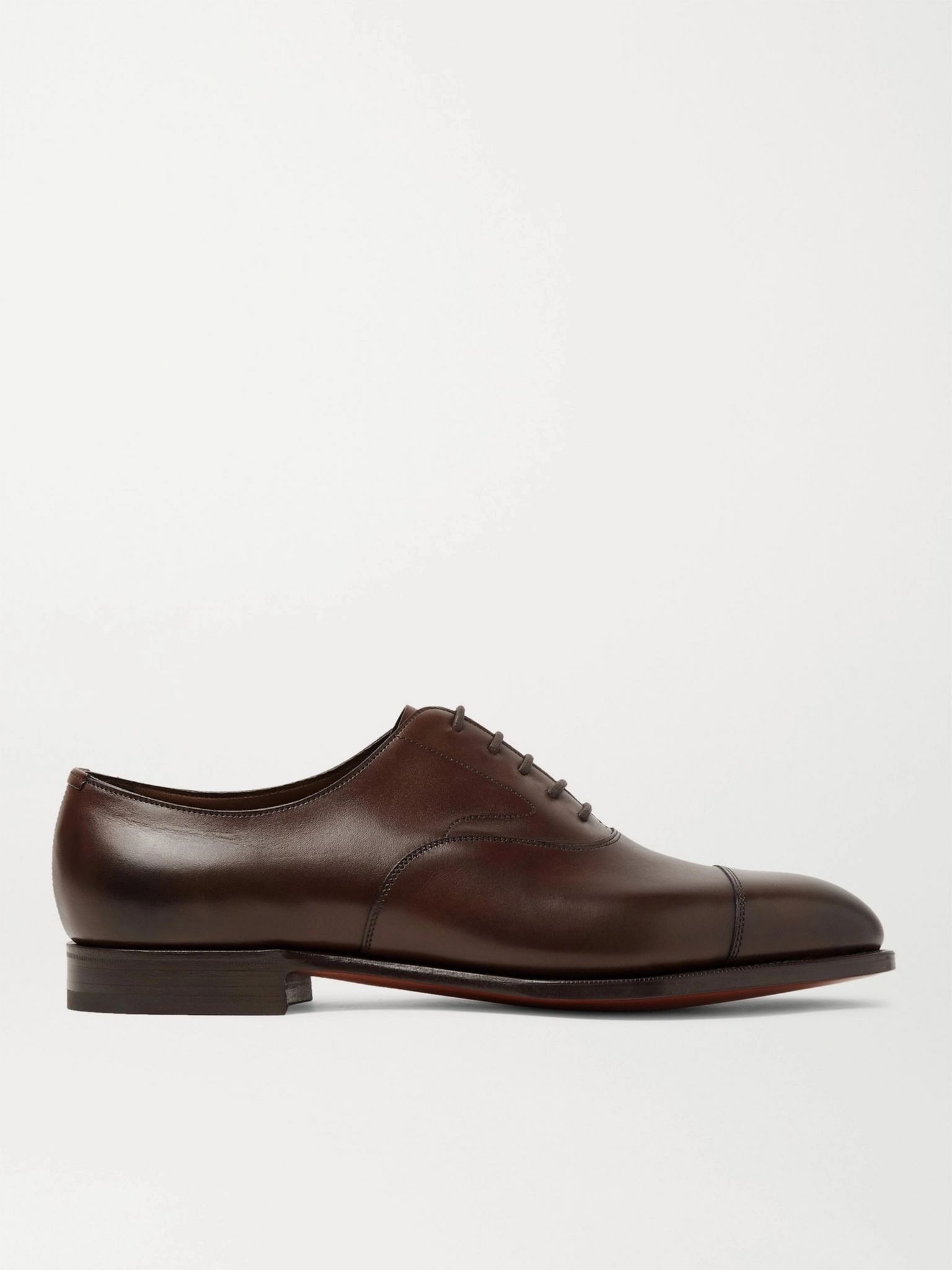Chelsea Cap-Toe Burnished-Leather Oxford Shoes Dark brown - 1