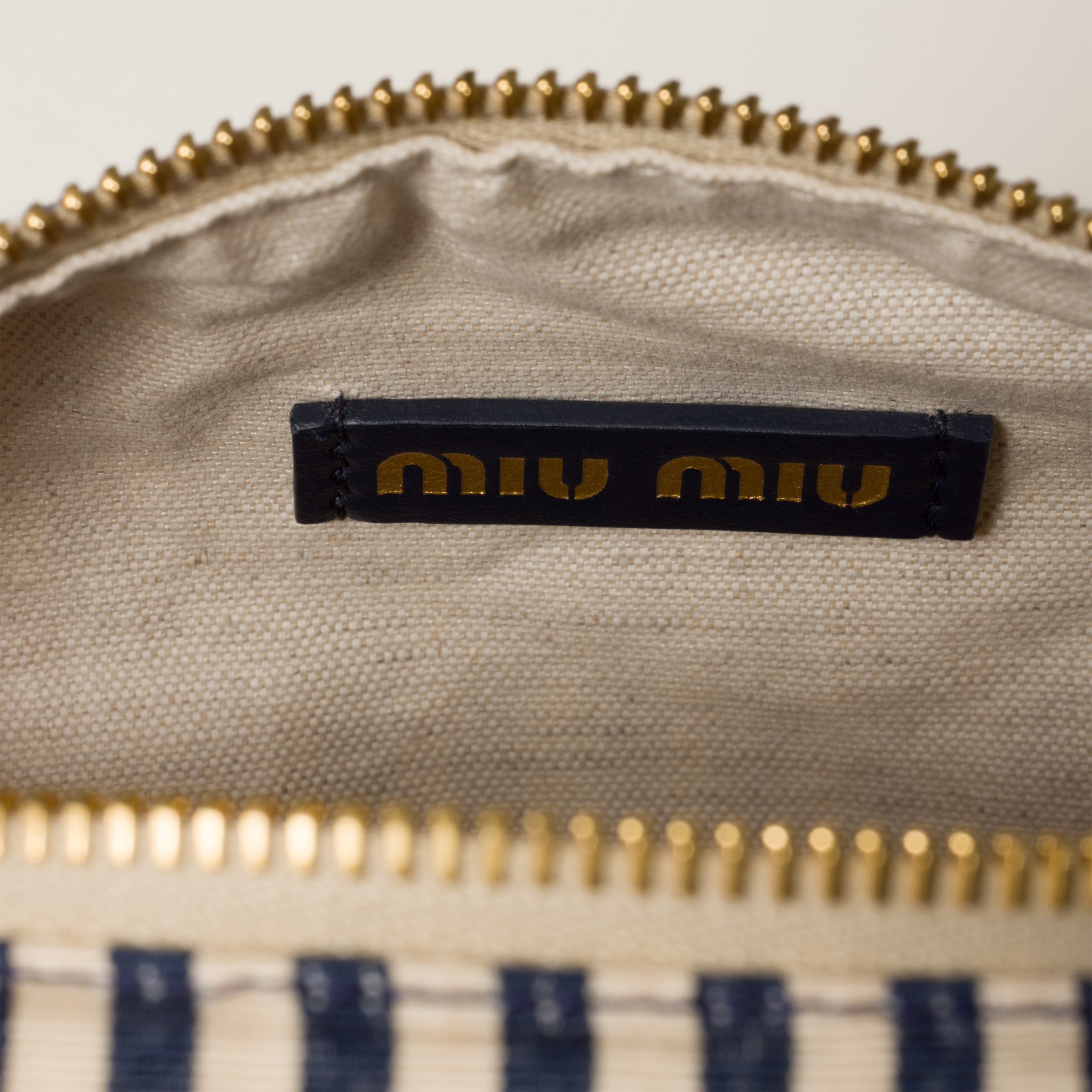 Miu Miu Jacquard fabric pouch with logo | REVERSIBLE