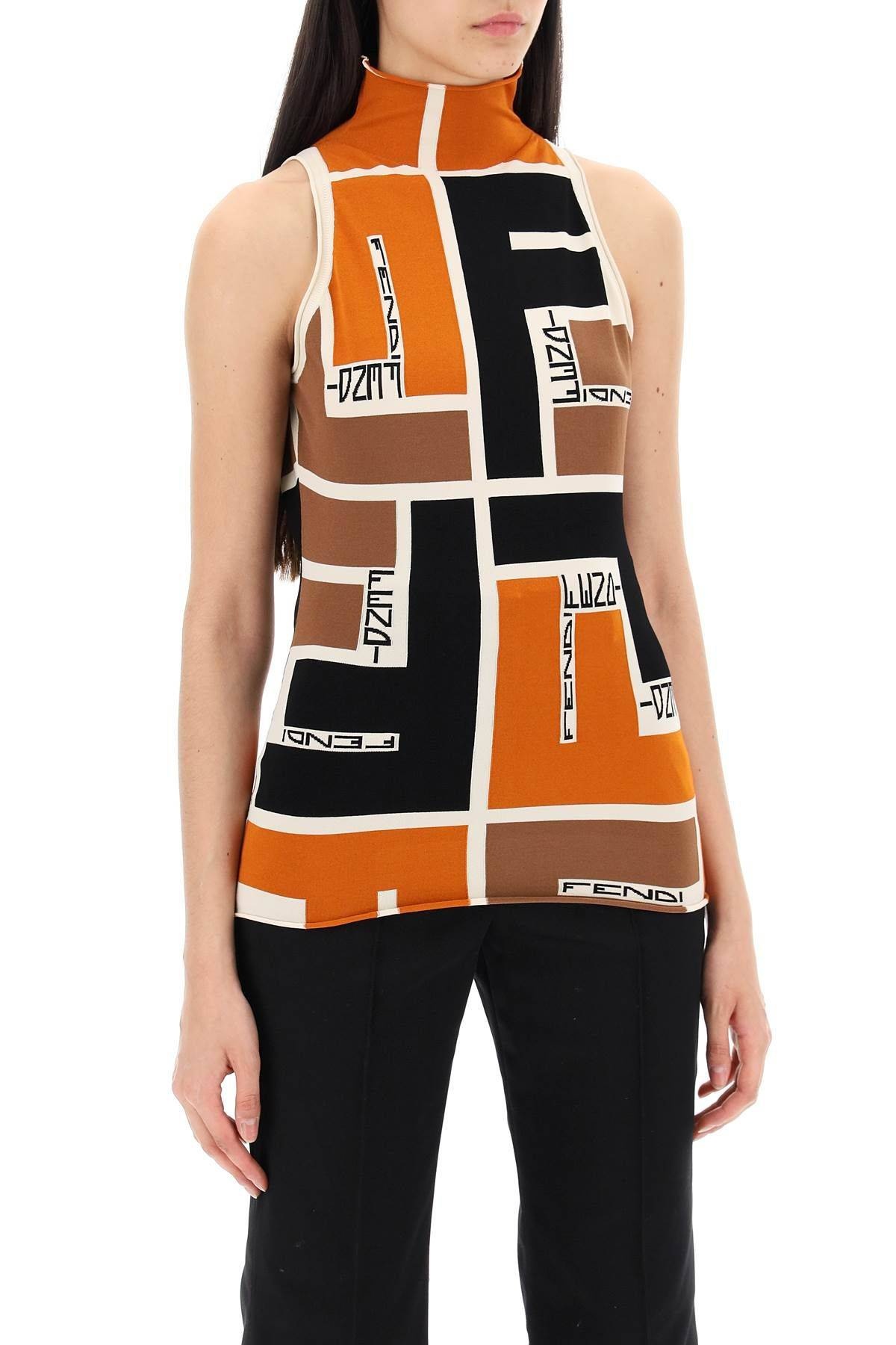 Tシャツ・カットソー FENDI JAPANESE LYCRA TOP WITH FF PUZZLE PATTERN FENDI LYCRA® TOP WITH FF PUZZLE PATTERN | residenza725