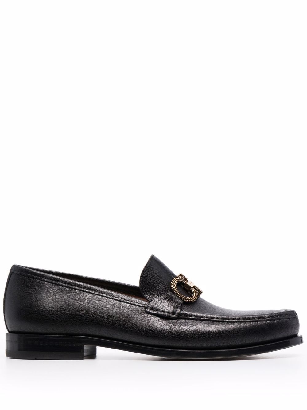 Gancini spike-detail logo strap loafers - 1