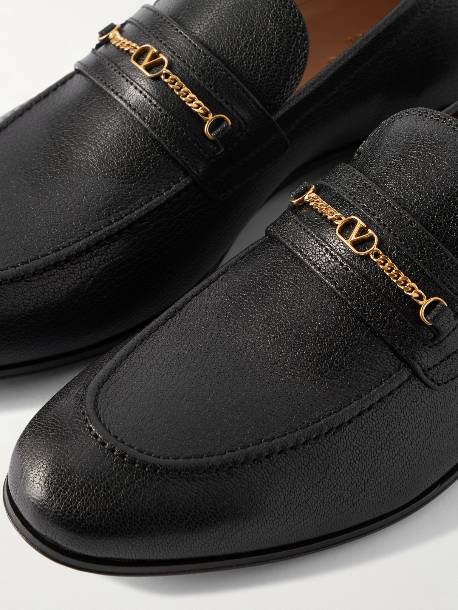 Logo-Embellished Full-Grain Leather Loafers Black - 5