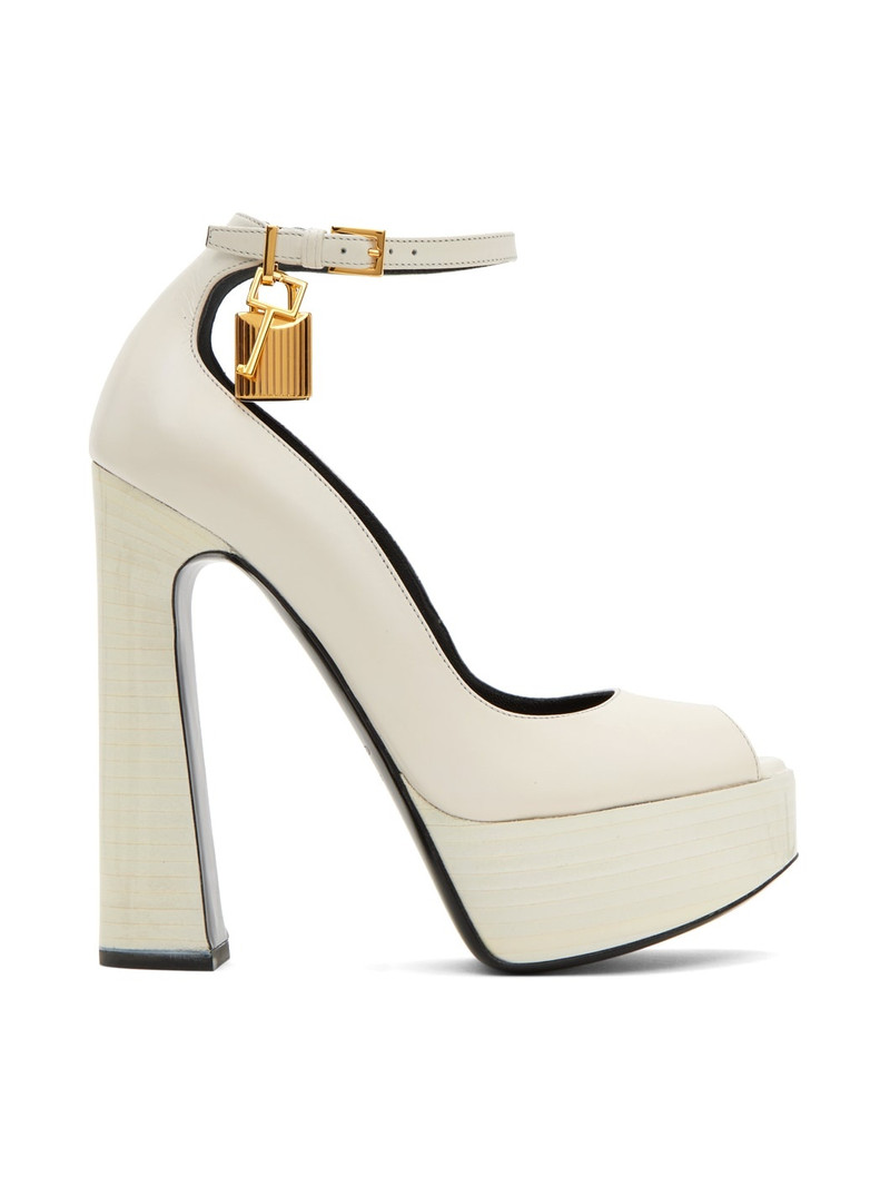 White Peep Toe Platform Pumps 1