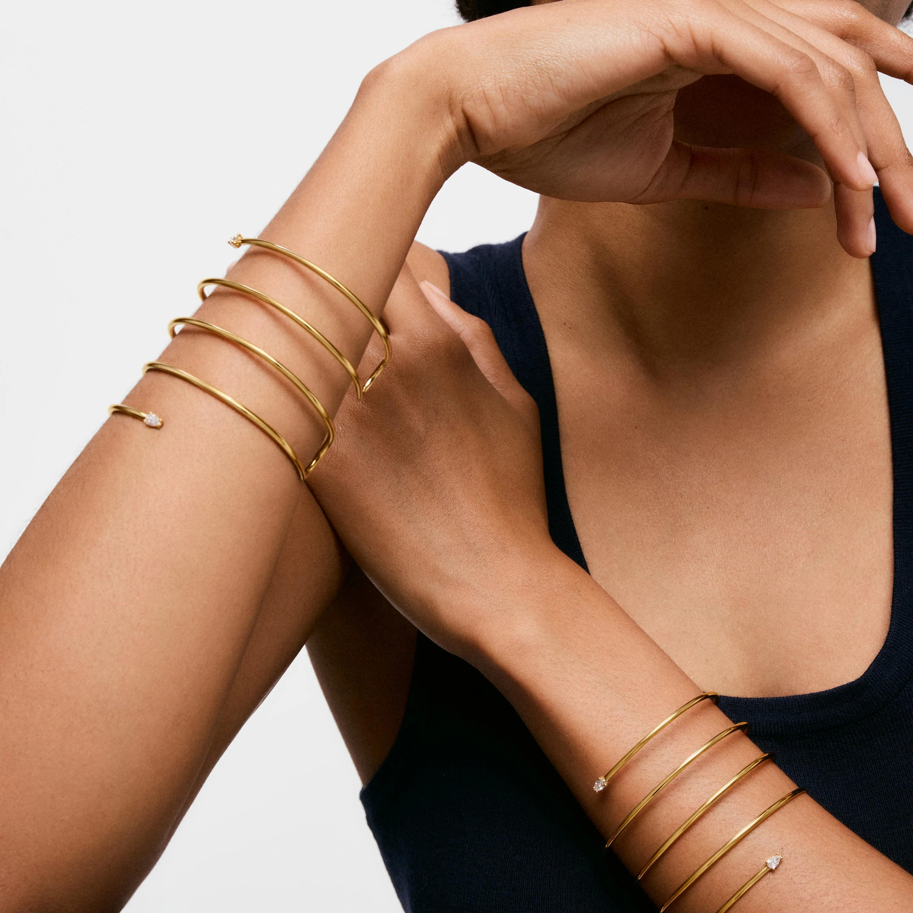 Double bangle with 18K gold vermeil and laboratory-grown diamonds Lio LGD - 1