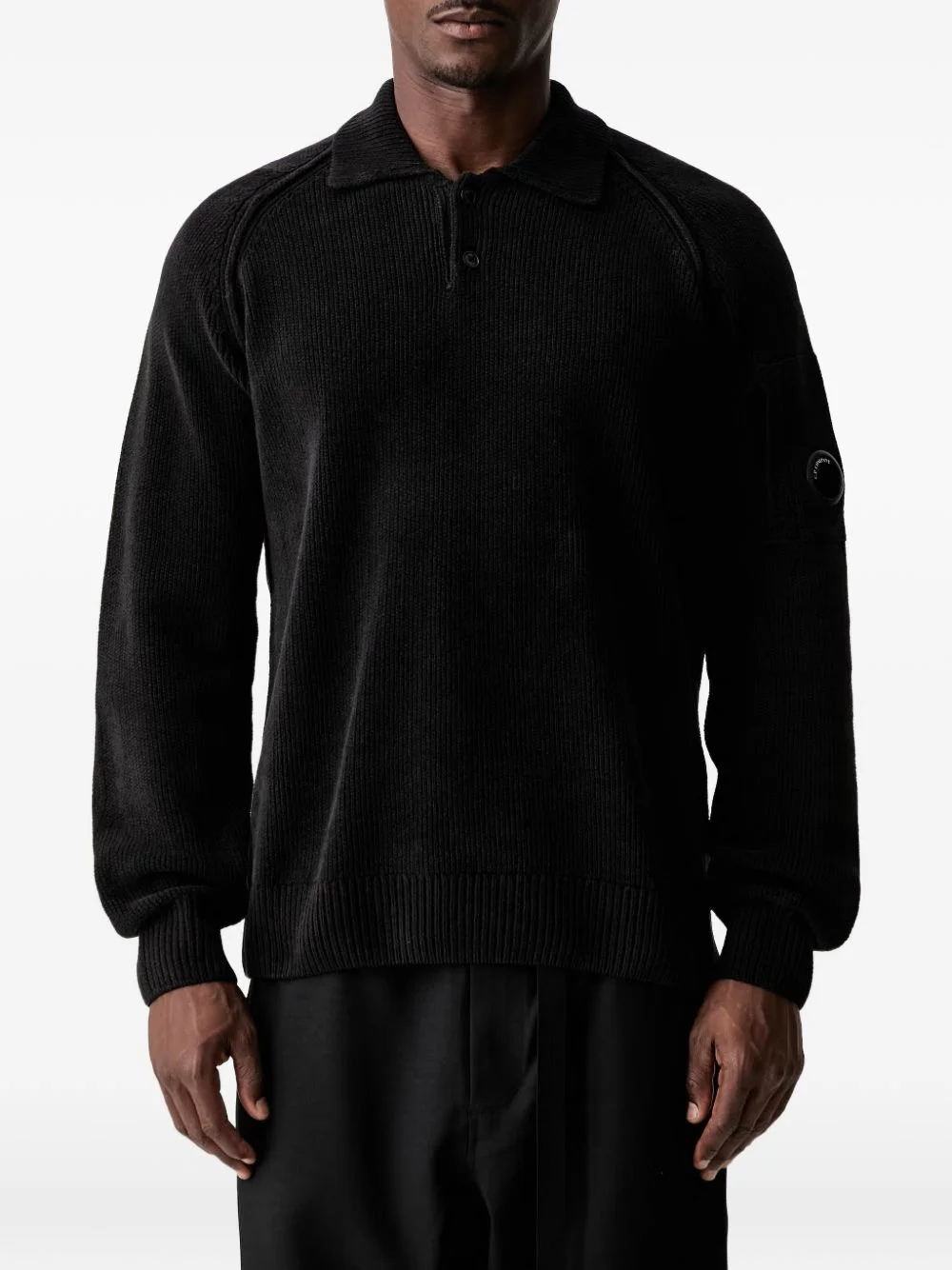 Lens-detail rib-knit sweater - 1