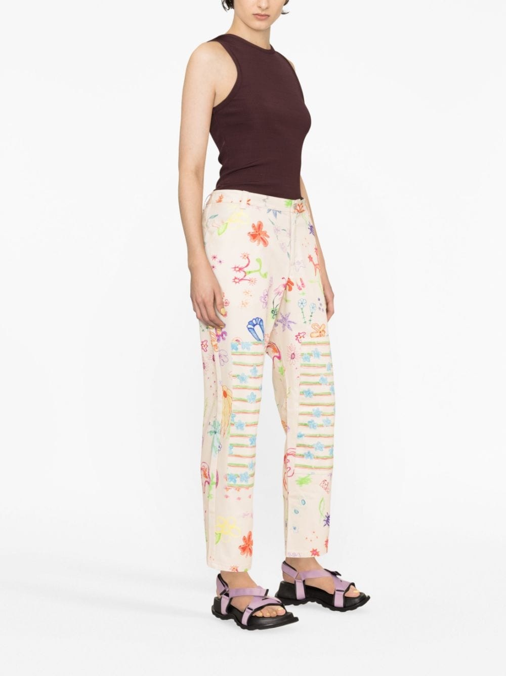 sketch-print wide-leg trousers - 3