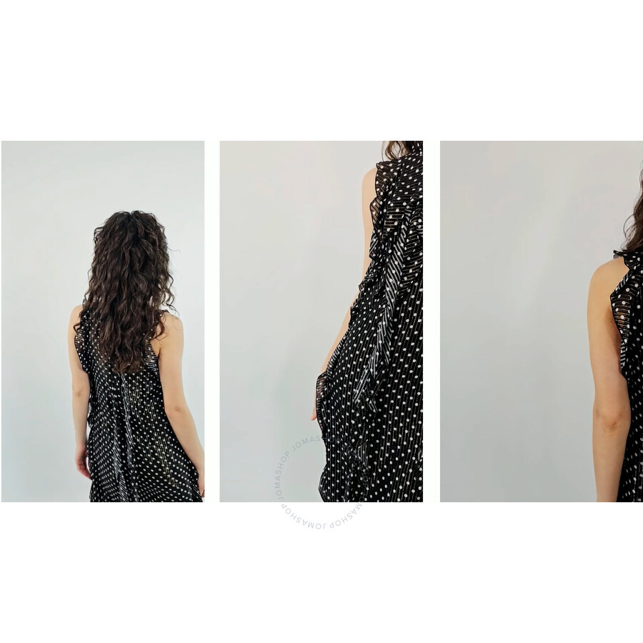 Burberry Silk Ruffled Polka Dot Dress - 3