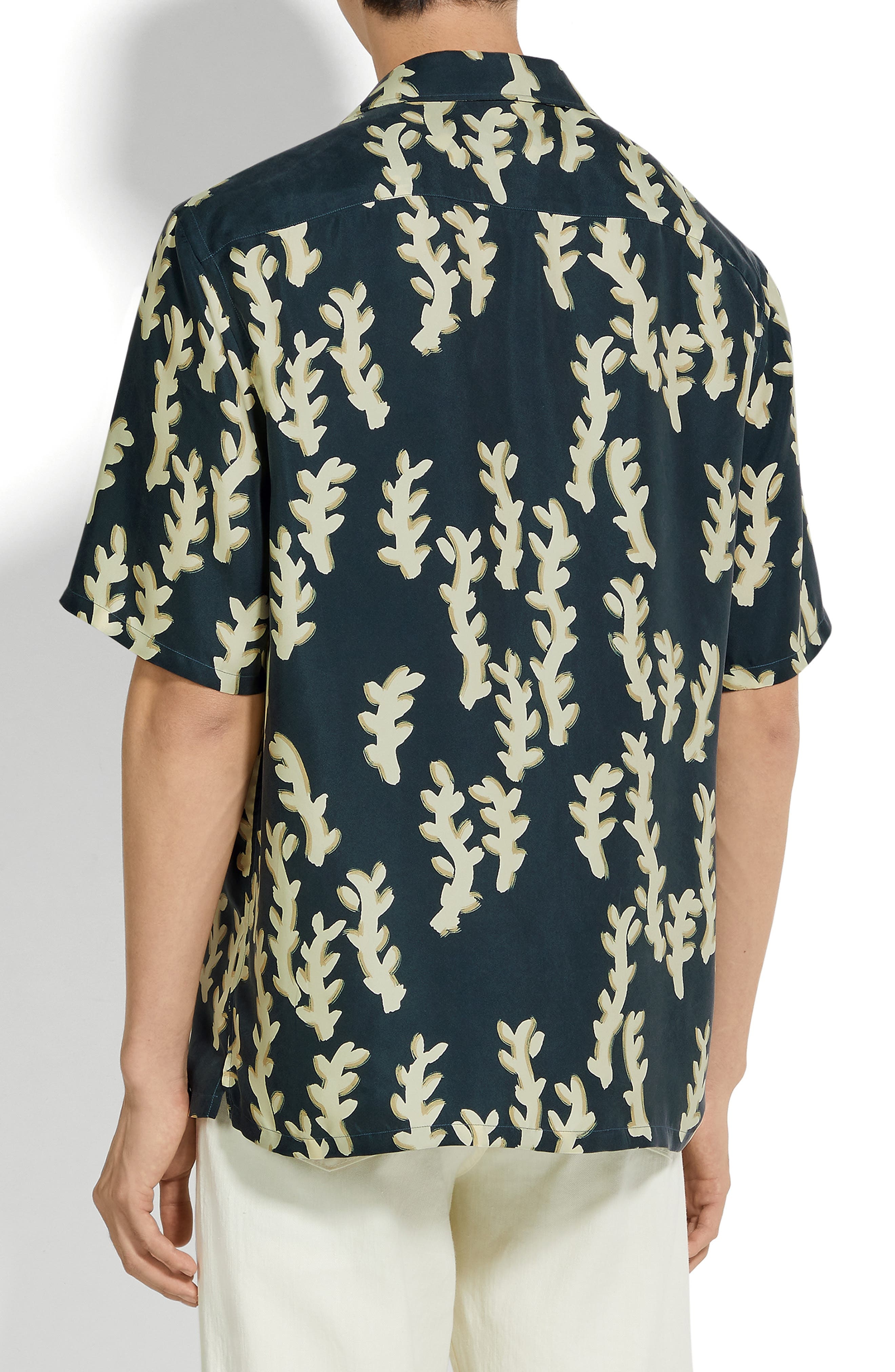ZEGNA Silk Shirt in Dark Teal Blue/light Yellow at Nordstrom - 2