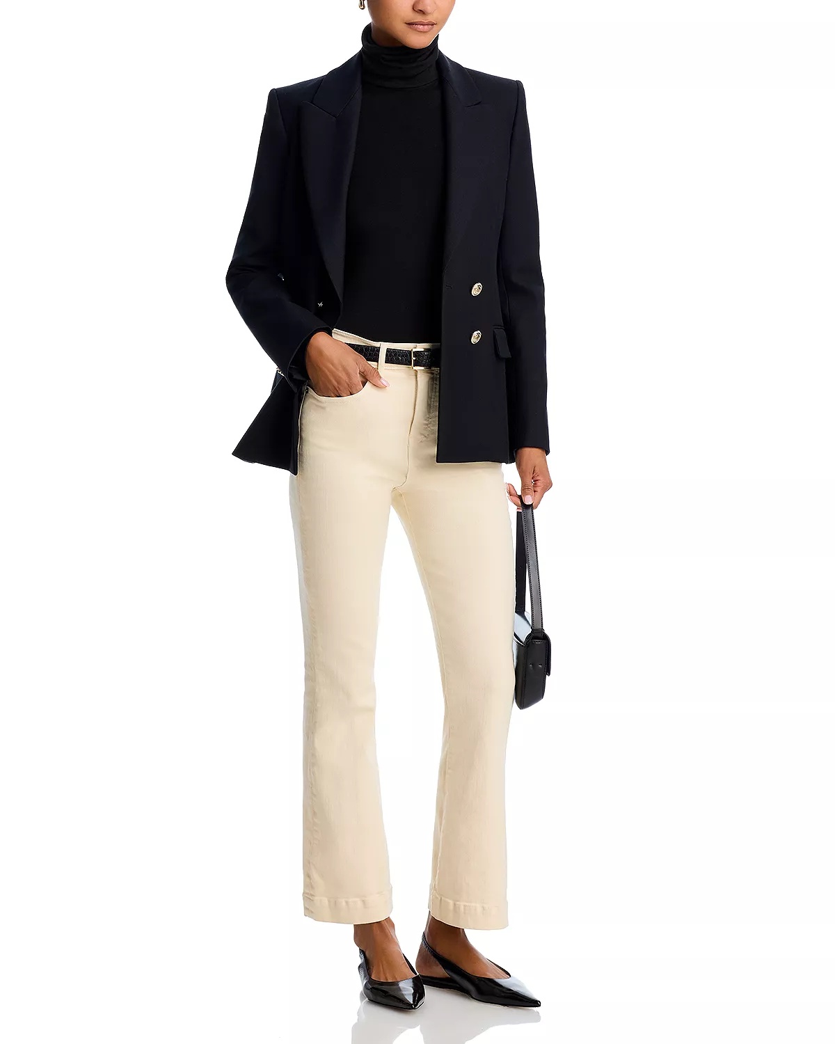 Carson High Rise Ankle Flare Jeans in Ecru - 2