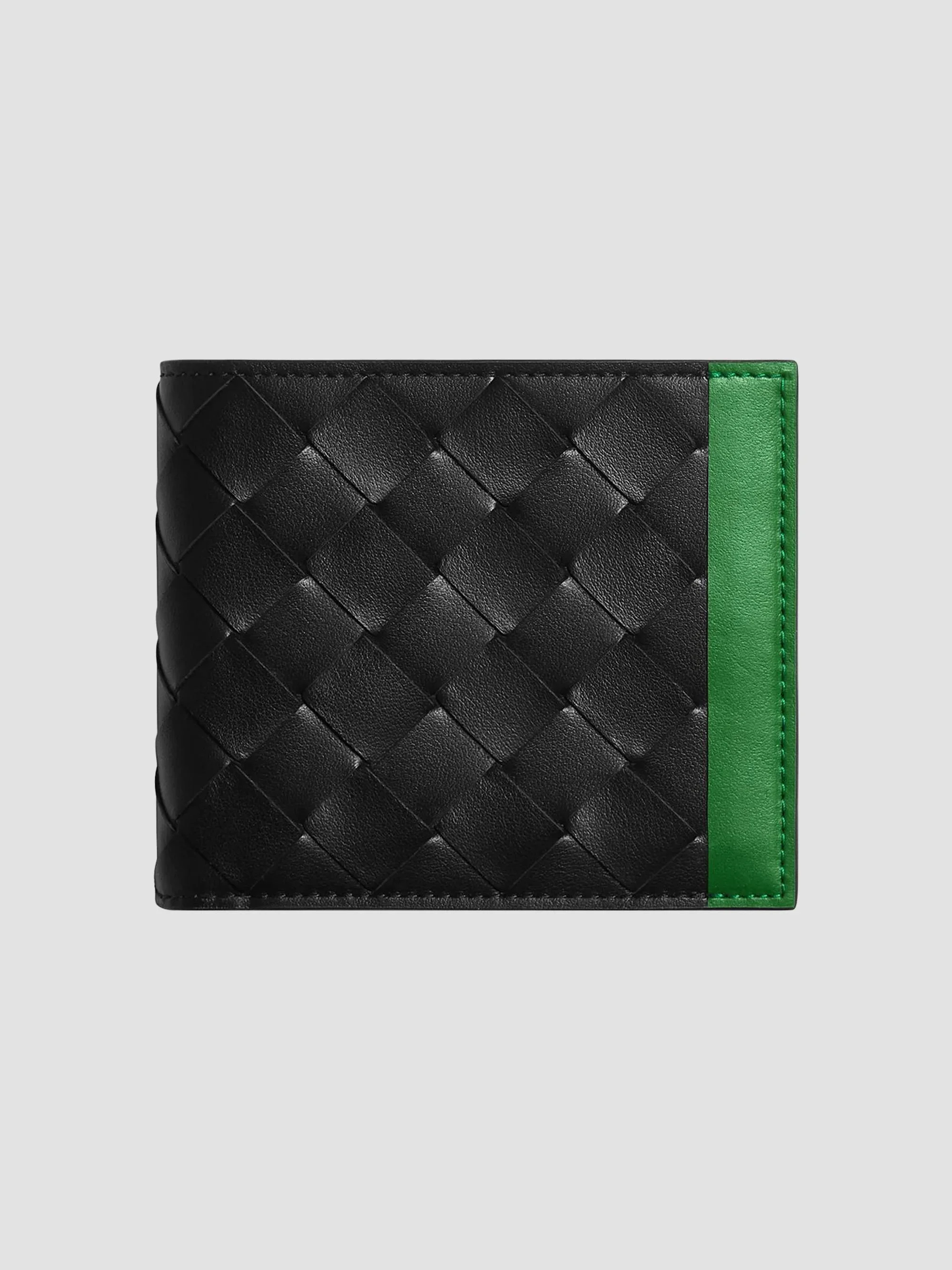 Men's Intrecciato Leather & Hardware Bifold Wallet - Black Shamrock - 1