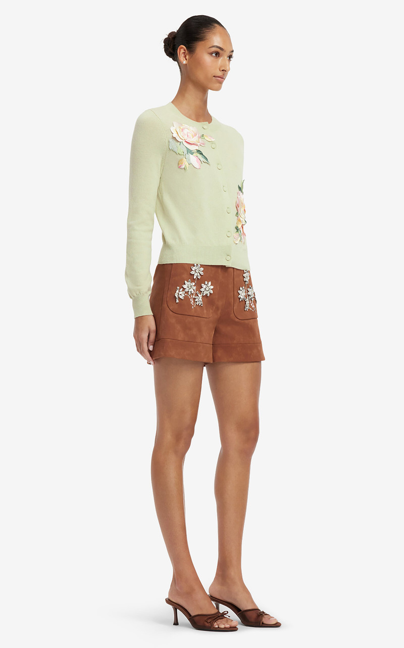 Tessa Embellished Vegan Suede Shorts brown 4