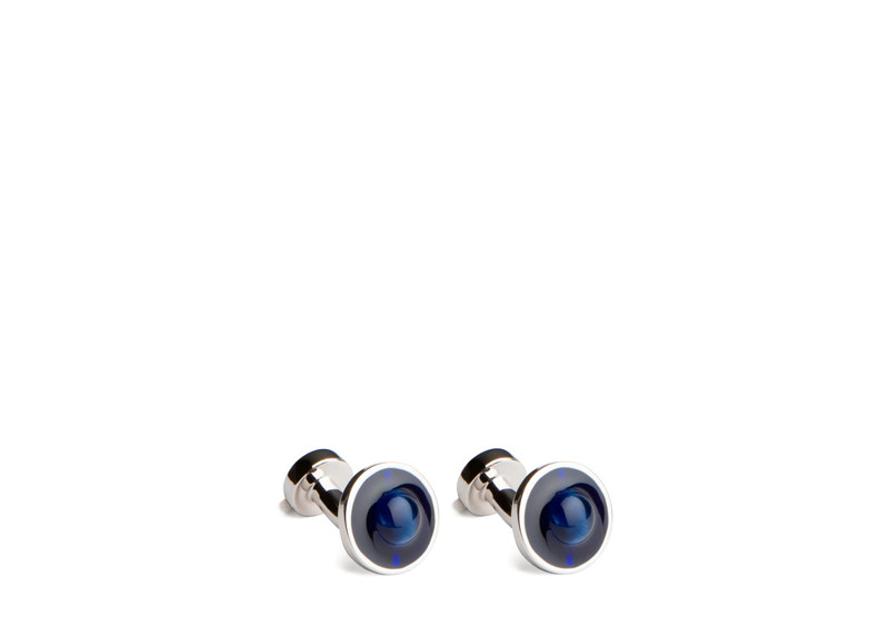 Floating stone cufflinks
Catseye & Rhodium Plated Oval Blue 1
