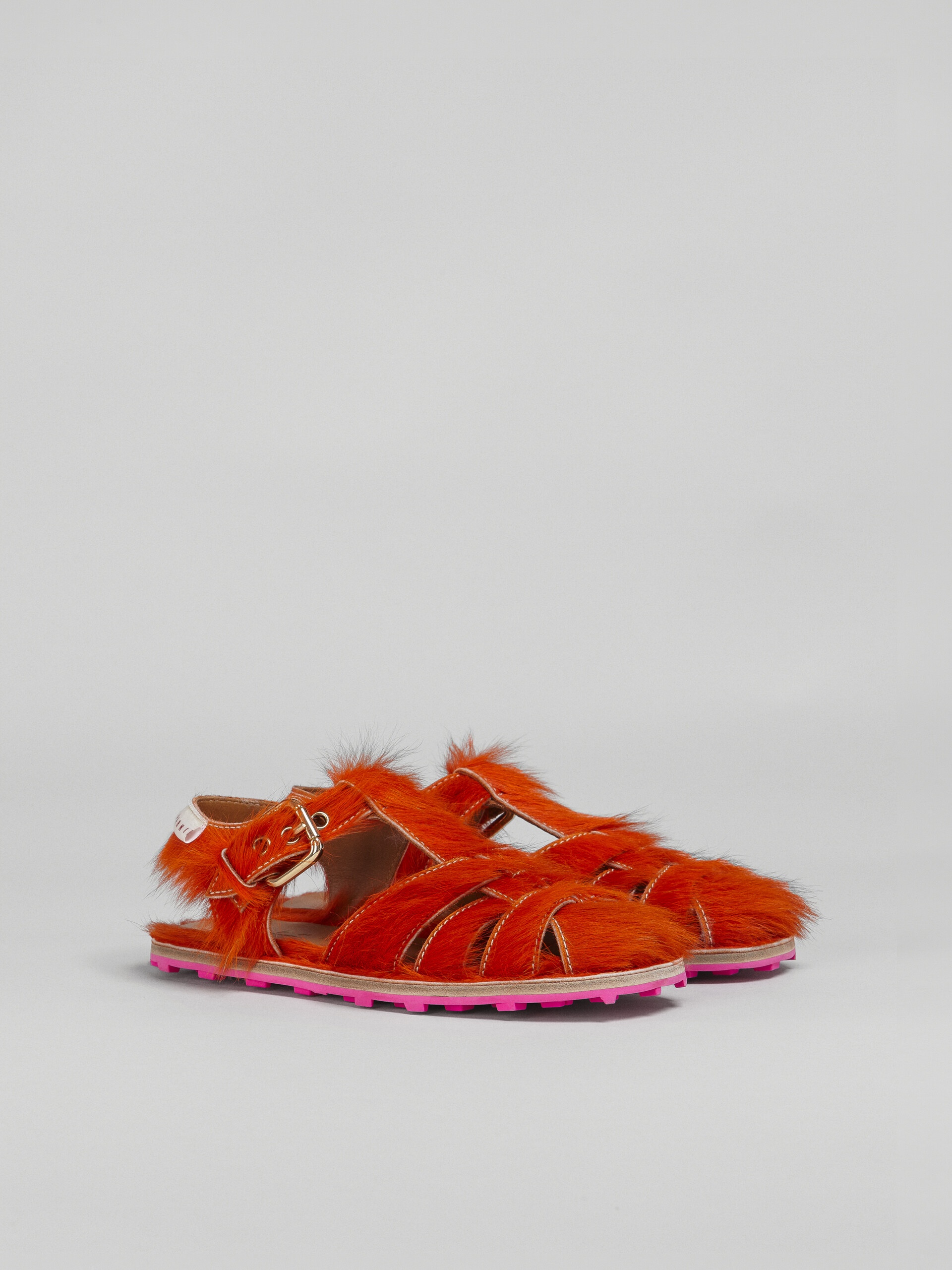 LONG ORANGE CALF HAIR FISHERMAN'S SANDAL - 2