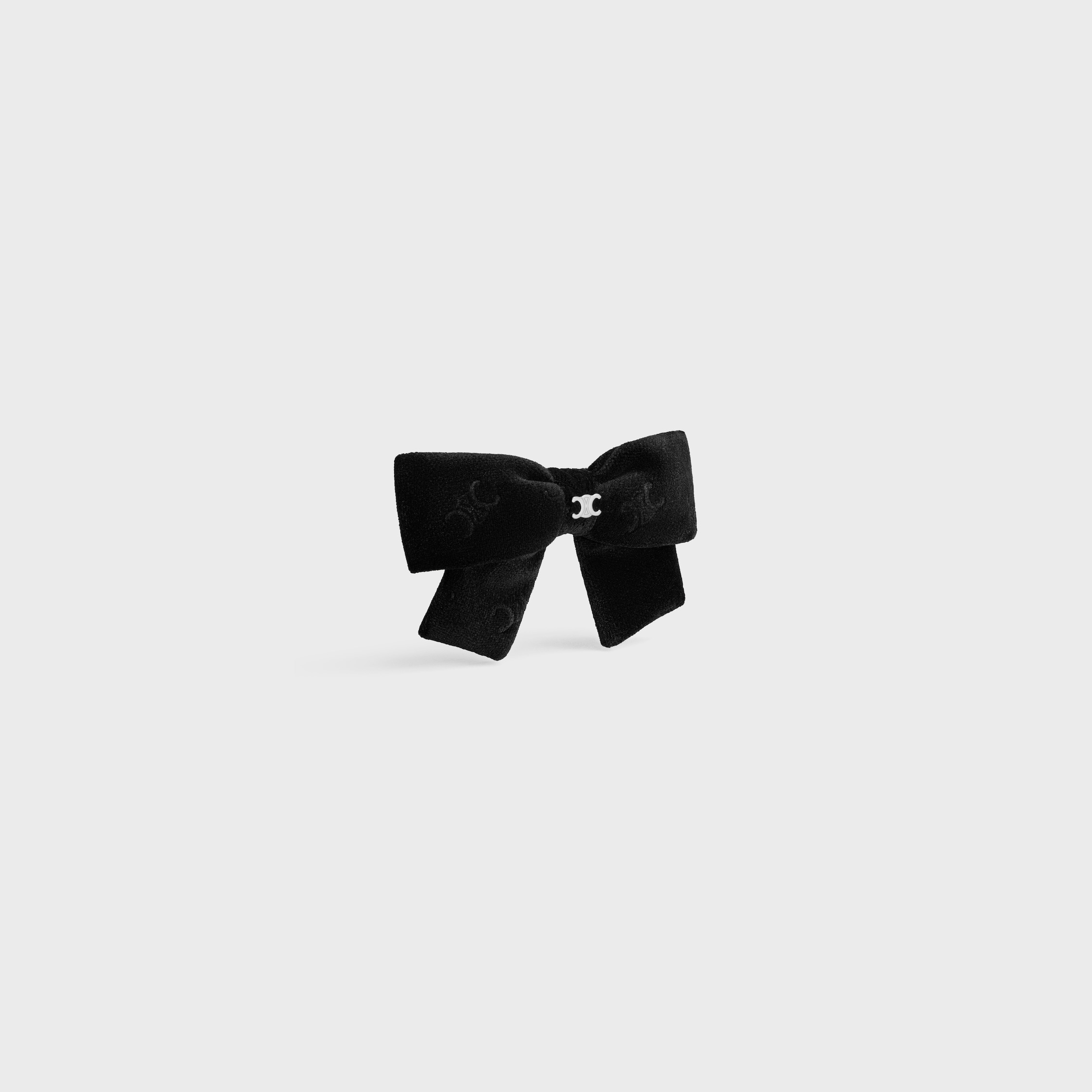 Celine Stamped Ribbon Hair Clip in Polyester and Brass with Rhodium Finish - 2