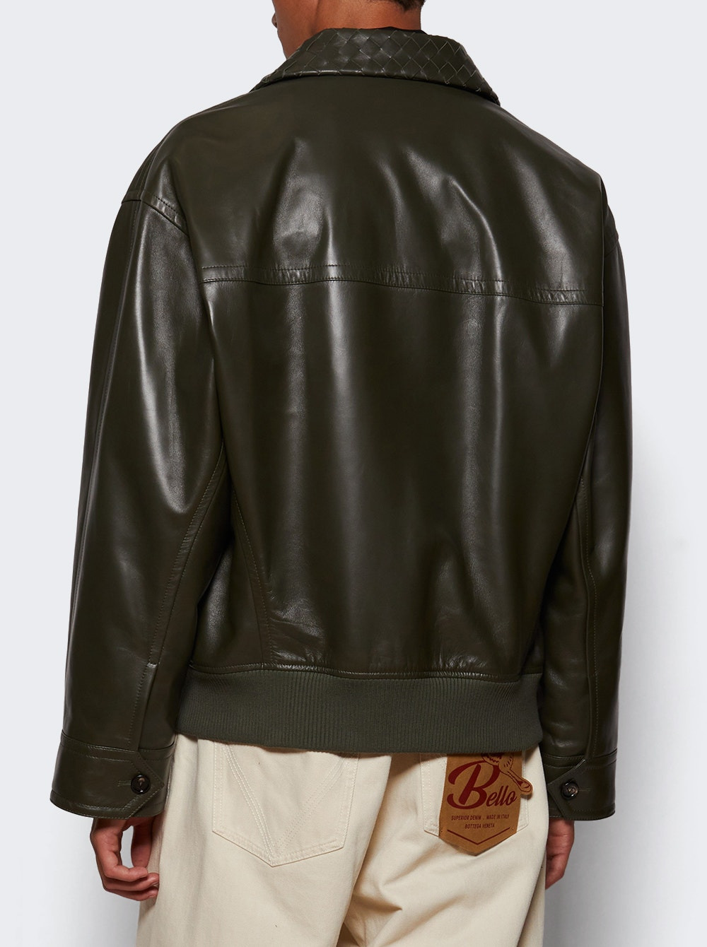 Intrecciato Leather Jacket Dark Forest - 4