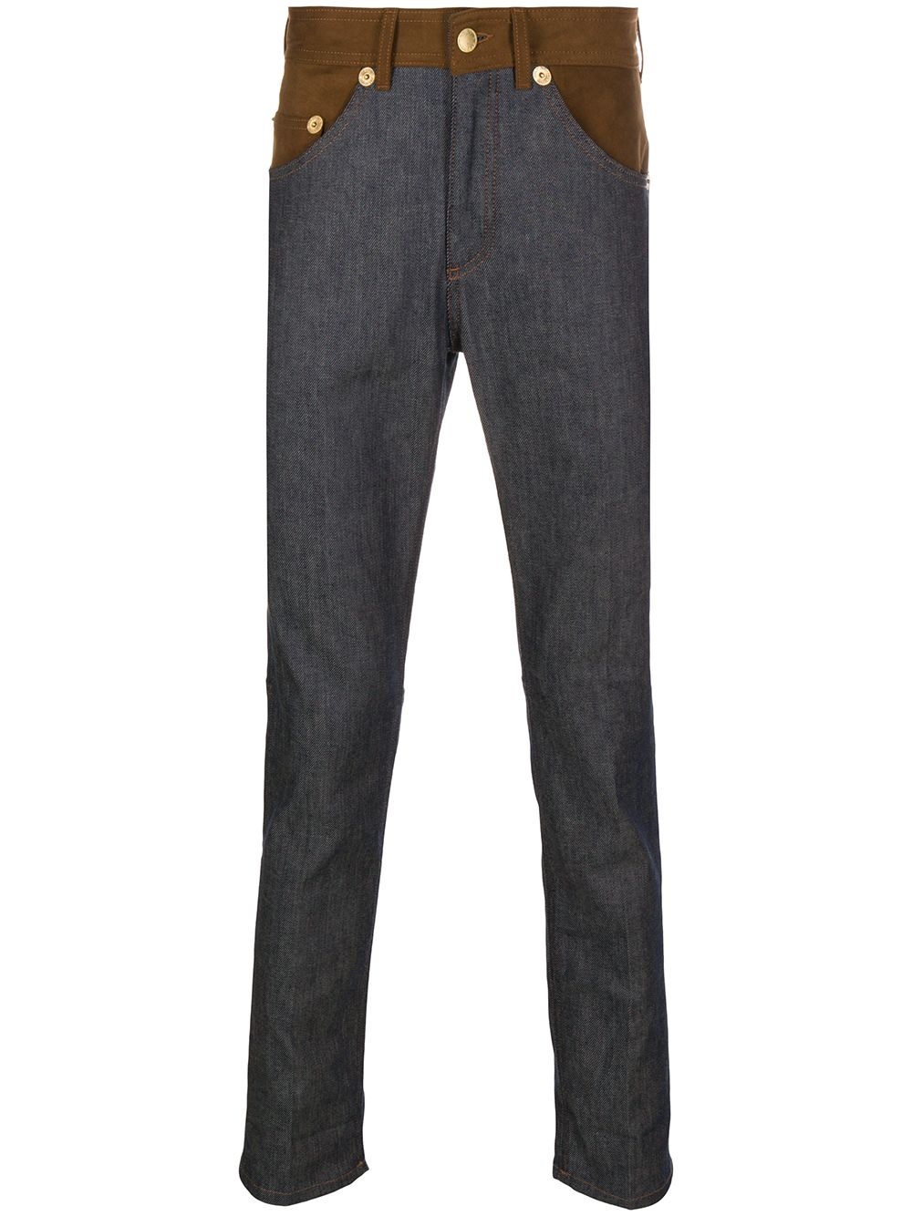 contrast-panel slim-fit jeans - 1