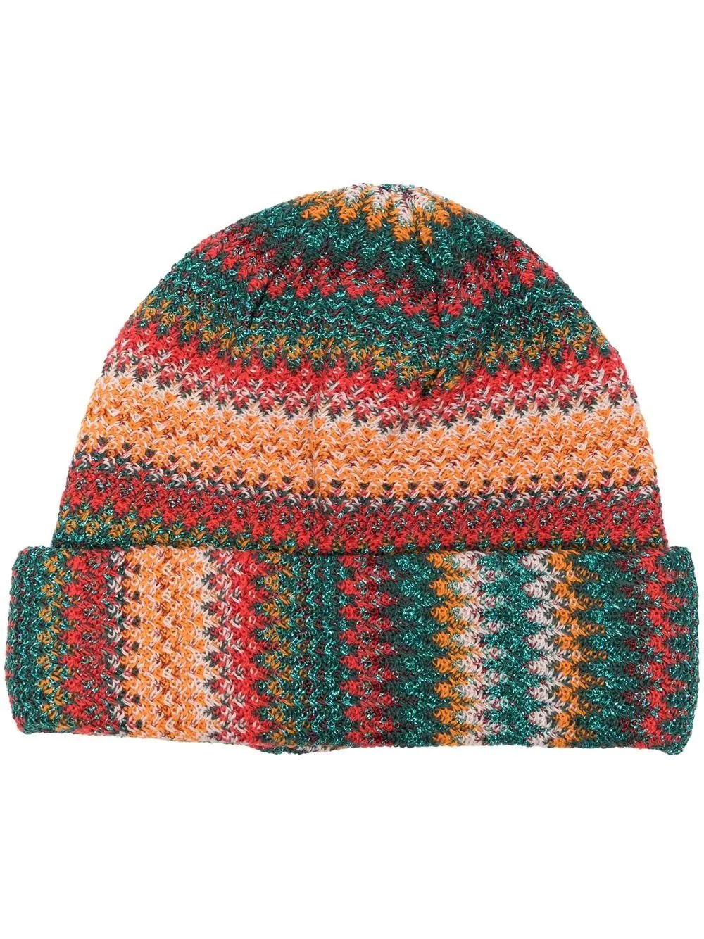 zigzag-woven turn-up beanie - 1