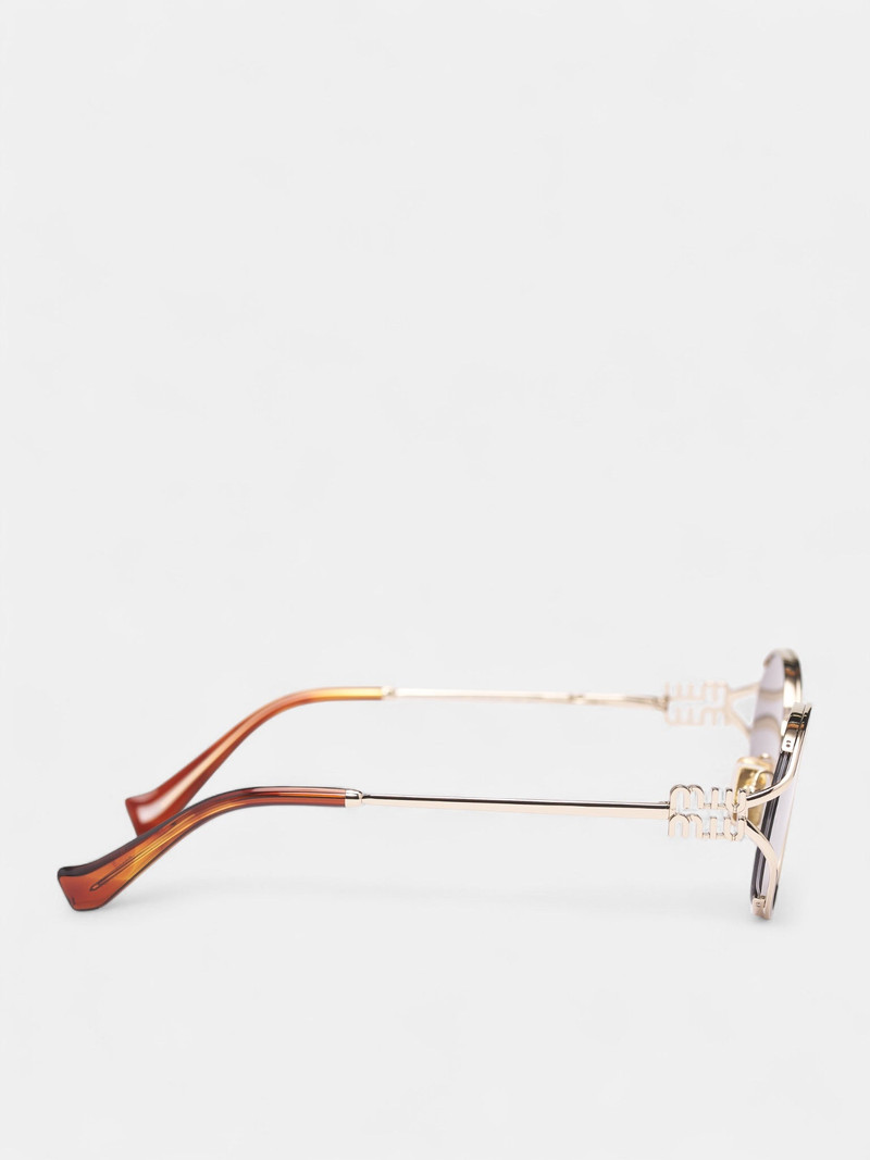 Miu Miu Gold-Tone Metal Oval Sunglasses outlook