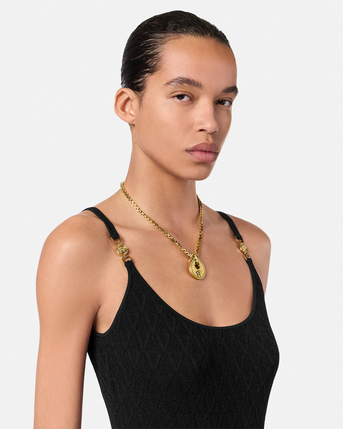 V Allover Jacquard Knit Fitted Mini Dress - 3