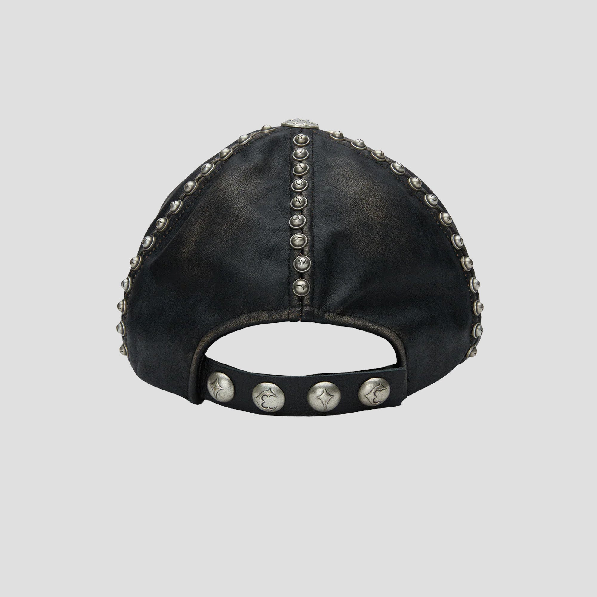 STUDDED WASHED LEATHER CAP - 3