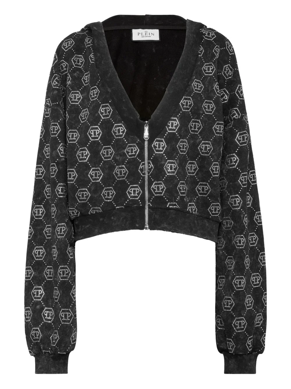 monogram crystal zip hoodie - 1