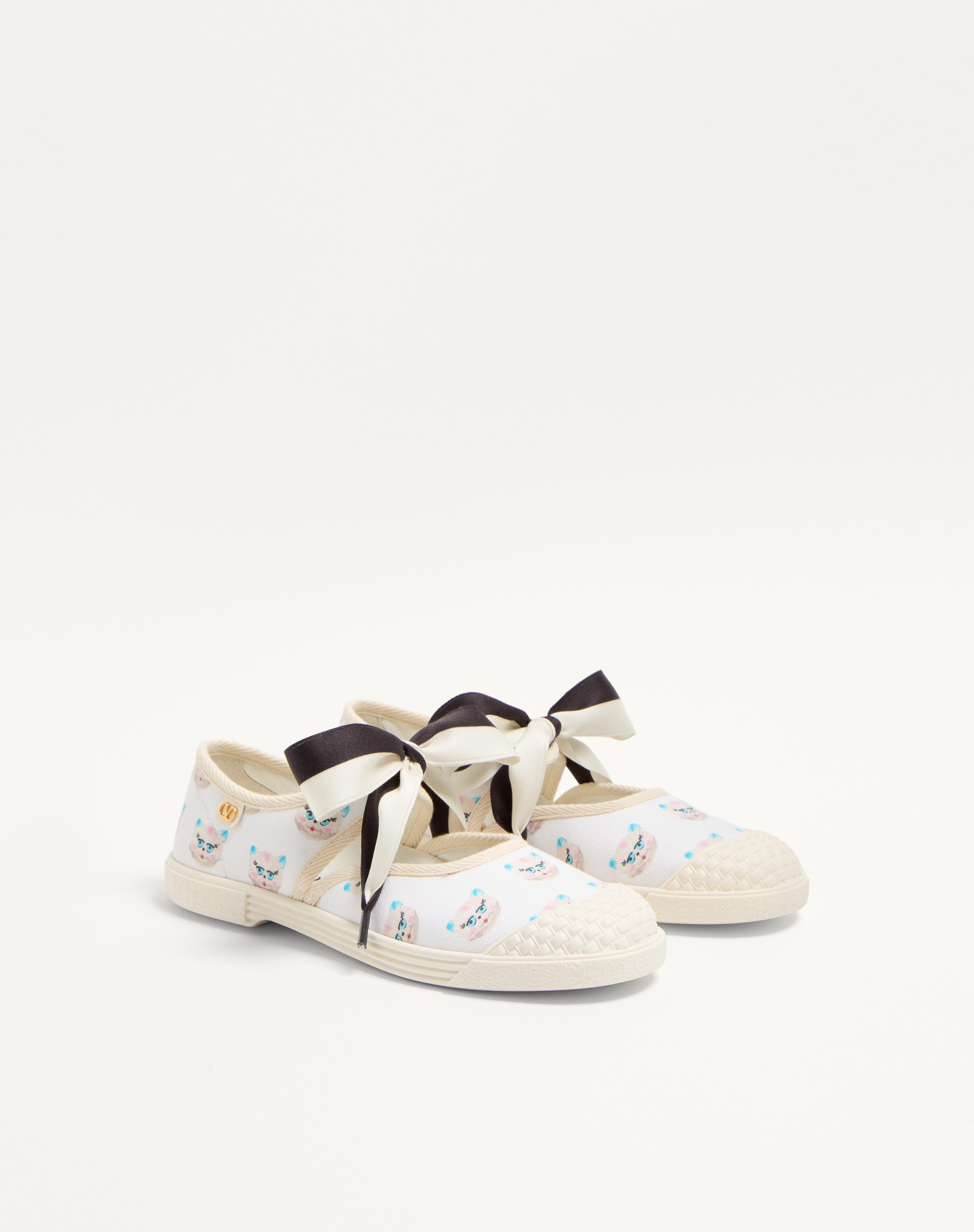 BAY BY BAY BALLERINA FABRIC SNEAKER WITH LE CHAT DE LA MAISON PRINT - 3