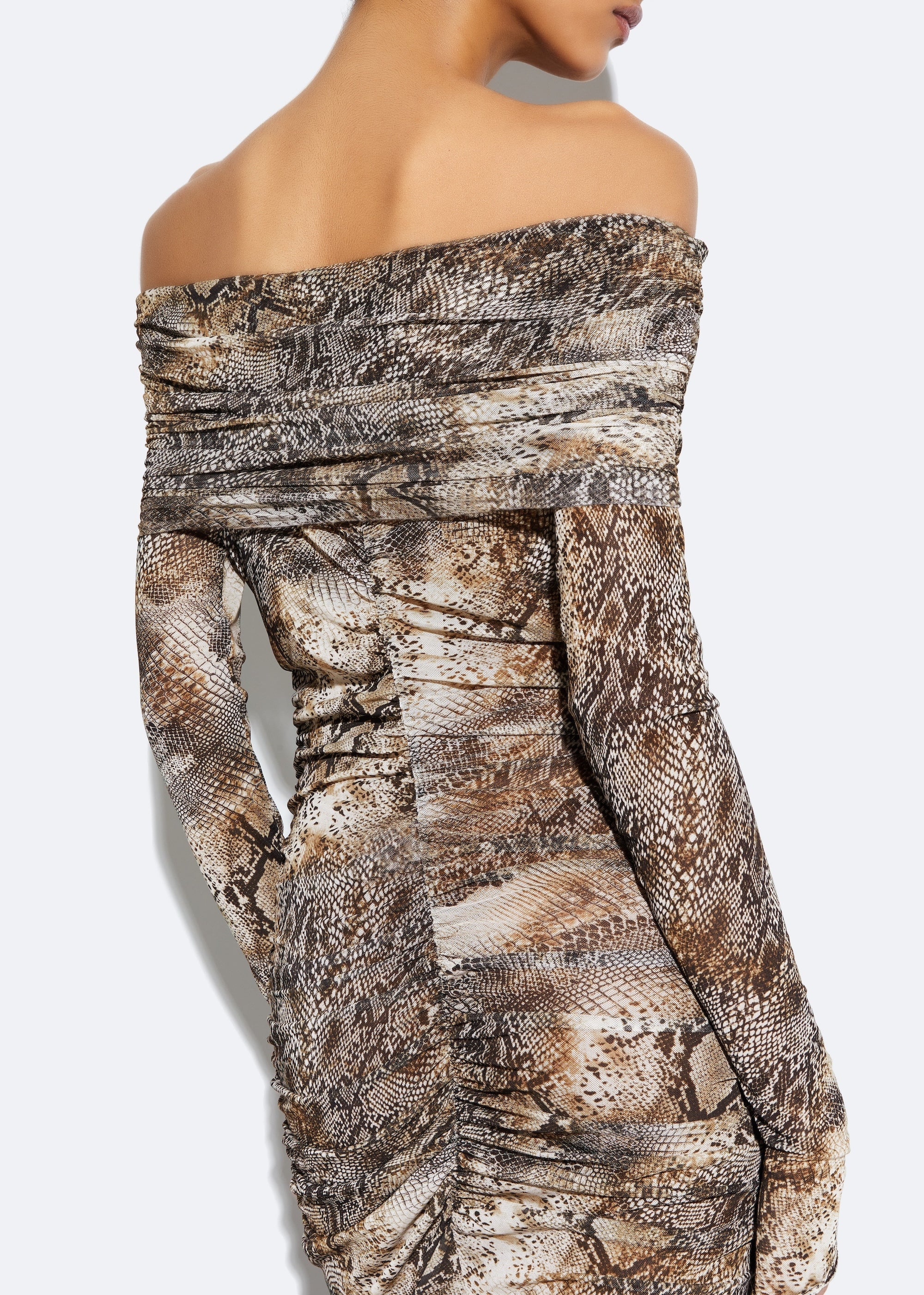 Snake Mesh Off The Shoulder Dress - 4